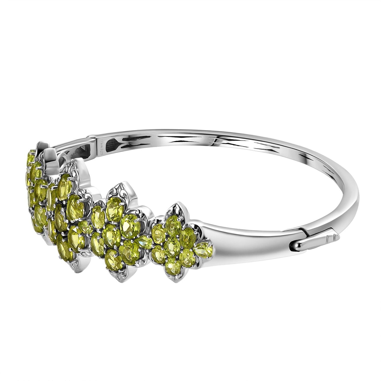 D'joy Natürlicher Peridot Armreif ca. 19 cm 925 Silber rhodiniert ca. 13,28 ct.