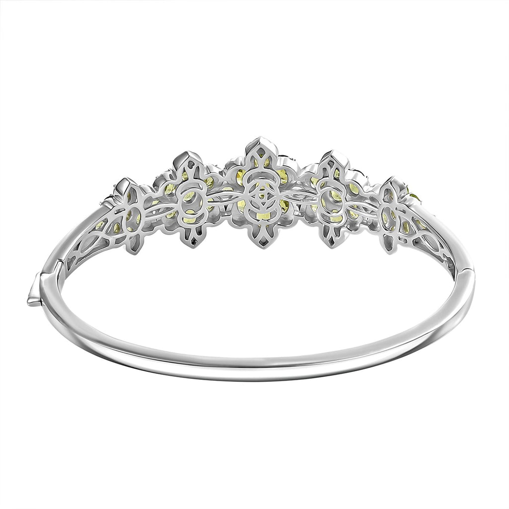D'joy Natürlicher Peridot Armreif ca. 19 cm 925 Silber rhodiniert ca. 13,28 ct.