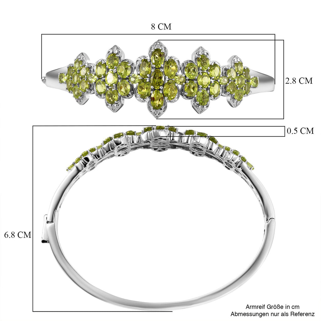 D'joy Natürlicher Peridot Armreif ca. 19 cm 925 Silber rhodiniert ca. 13,28 ct.