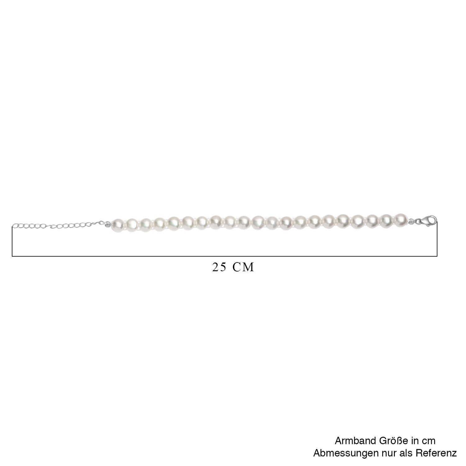 Weißes Süßwasserperle Armband, 19+5cm, 925 Silber rhodiniert