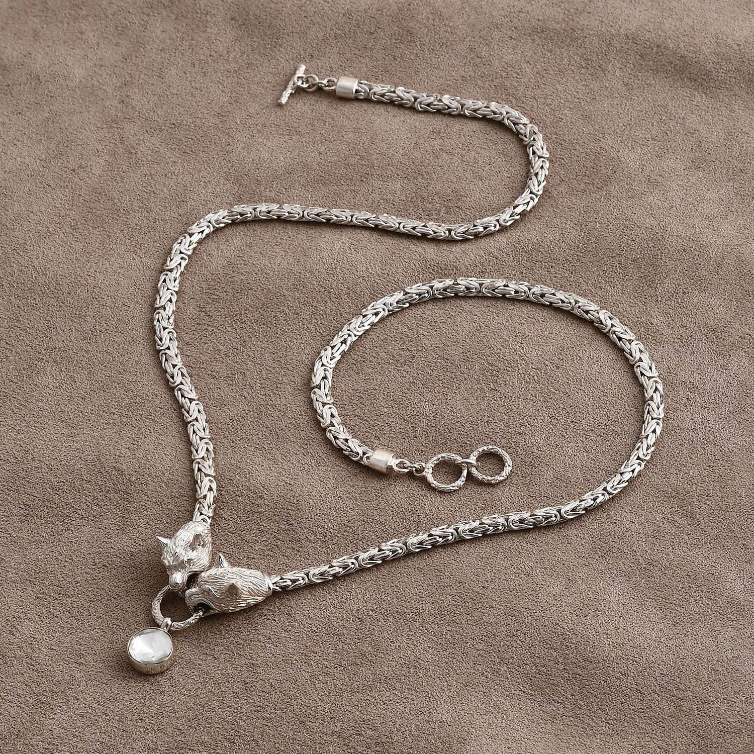 Royal Bali - Moissanit Halskette ca. 56 cm 925 Silber ca. 0,89 ct.