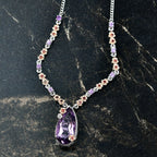 D'Joy AAA Rose De France Amethyst Halskette ca. 45 cm 925 Silber ca. 8,96 ct.