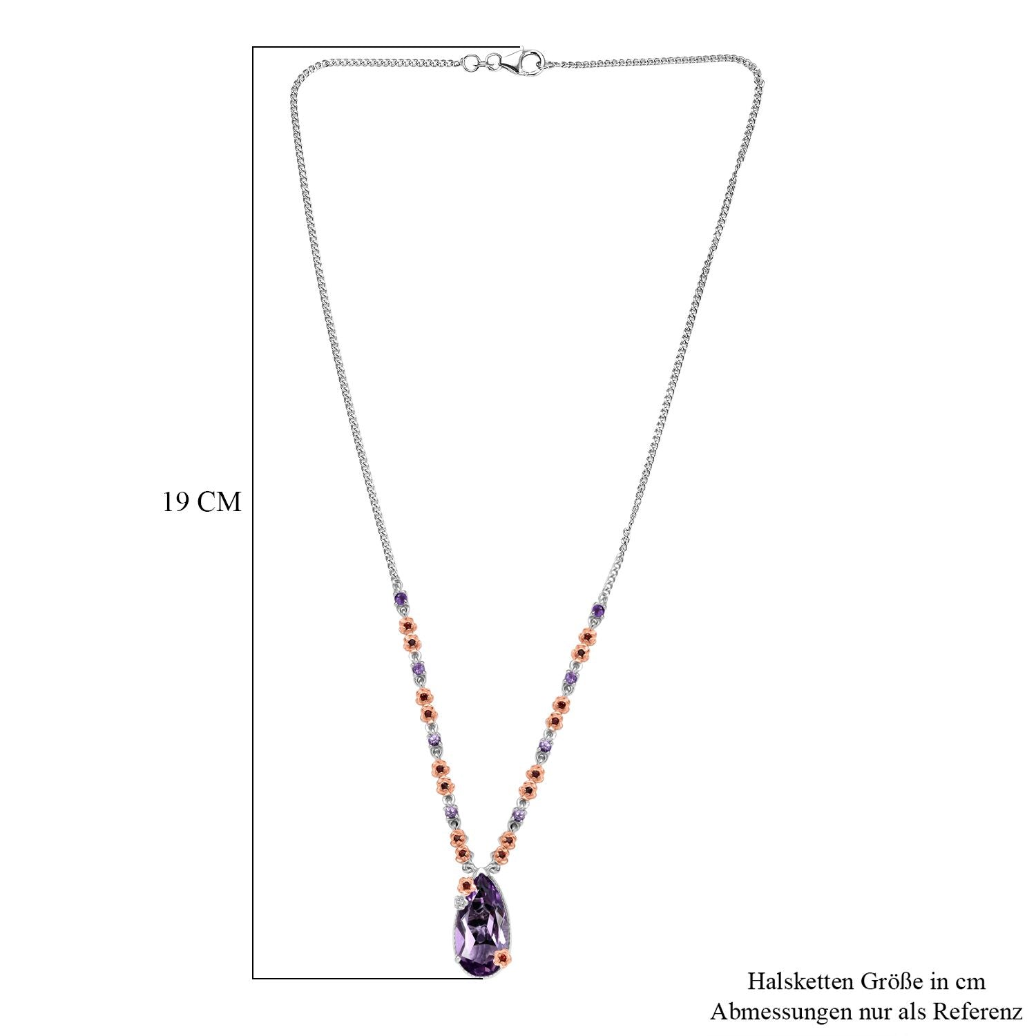 D'Joy AAA Rose De France Amethyst Halskette ca. 45 cm 925 Silber ca. 8,96 ct.