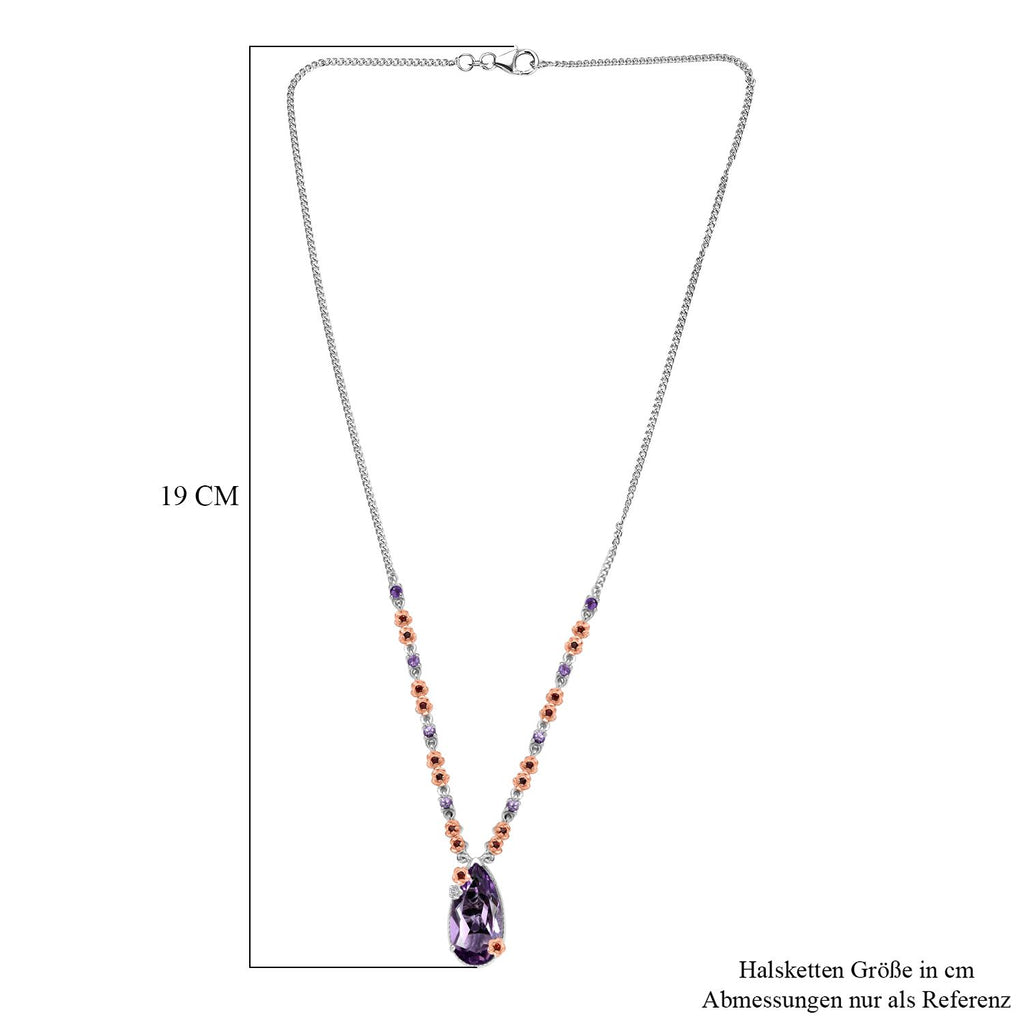 D'Joy AAA Rose De France Amethyst Halskette ca. 45 cm 925 Silber ca. 8,96 ct.
