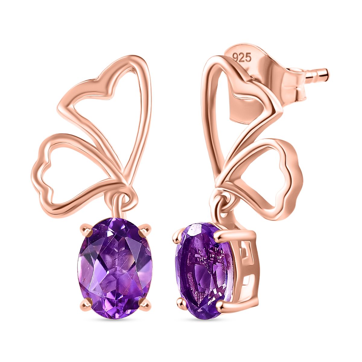 D'Joy AAA Rose De France Amethyst Ohrringe 925 Silber 750 rosévergoldet ca. 1.36 ct