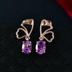 D'Joy AAA Rose De France Amethyst Ohrringe 925 Silber 750 rosévergoldet ca. 1.36 ct