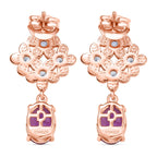 D'Joy AAA Rose De France Amethyst, Weißer Zirkon Ohrringe 925 Silber 750 rosévergoldet ca. 2.89 ct