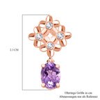 D'Joy AAA Rose De France Amethyst, Weißer Zirkon Ohrringe 925 Silber 750 rosévergoldet ca. 2.89 ct