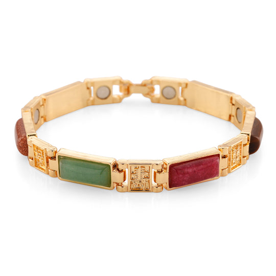 Mehrfarbiges Edelstein Armband ca. 16.5 cm Reine Legierung Goldton ca. 50.00 ct