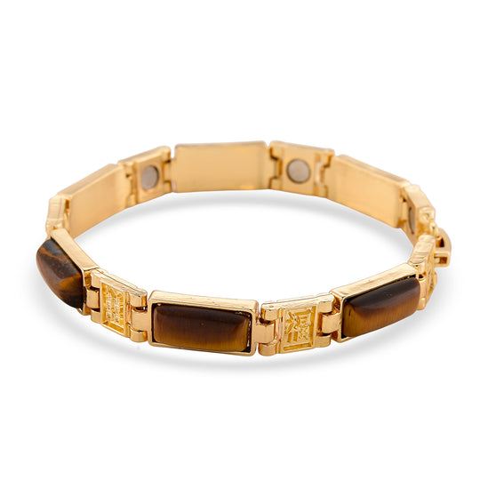 Gelbes Tigerauge Armband ca. 18.5 cm Reine Legierung Goldton ca. 50,00 ct.