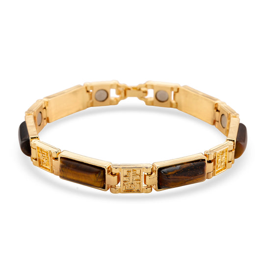 Gelbes Tigerauge Armband ca. 18.5 cm Reine Legierung Goldton ca. 50,00 ct.