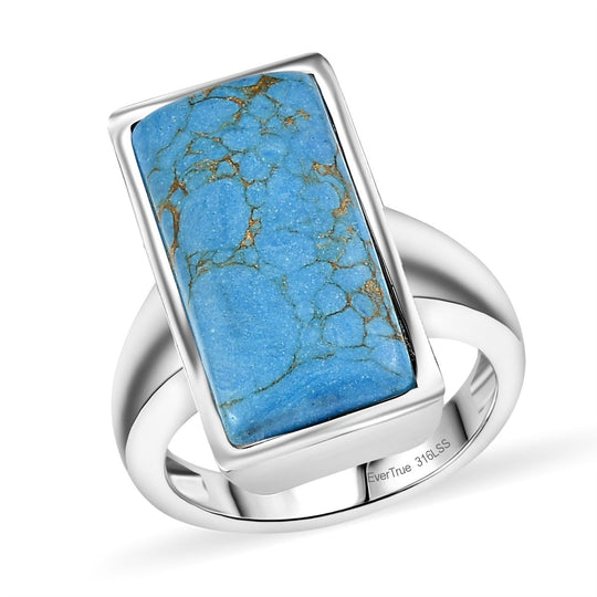 Blaues Türkis Ring 316L Edelstahl ca. 9.16 ct