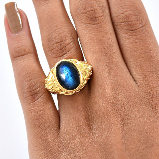 Labradorit Ring Nickelfreies Messing (Größe 17.00) ca. 7,44 ct