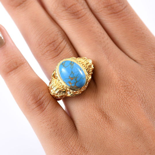 Blaues Türkis Ring Nickelfreies Messing (Größe 17.00) ca. 4,62 ct