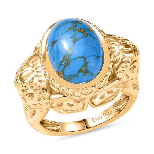 Blaues Türkis Ring Nickelfreies Messing (Größe 17.00) ca. 4,62 ct