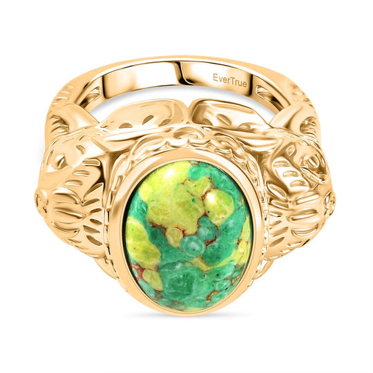Grünes Türkis Ring Nickelfreies Messing (Größe 17.00) ca. 4,43 ct