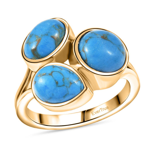 Blaues Türkis Ring Nickelfreies Messing ca. 4,01 ct