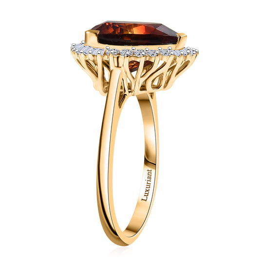 LUXURIANT  (10-16 Werktage Lieferzeit)  5,31 ct. AAA Madeira Citrin und Labor Diamant Ring in 417 Gold