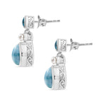 D'Joy AA Larimar, Himmelblauer Topas Ohrringe 925 Silber rhodiniert