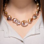 Exklusives Angebot- AAAA Mehrfarbige Süßwasser Barockperle Collier, ca. 45 cm 925 Silber vergoldet (Perlenröße ca. 16-19 mm x 24-30 mm) 520.00 ct
