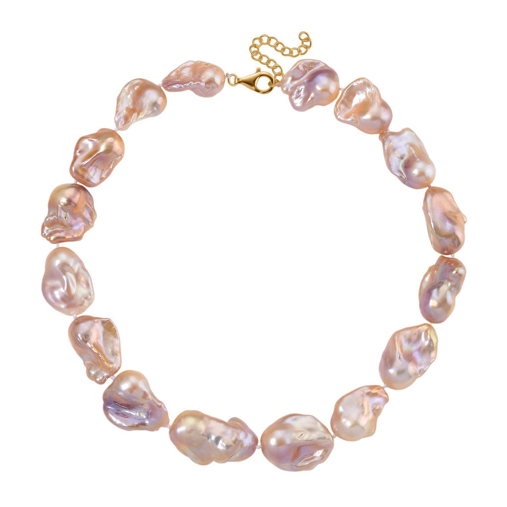 Exklusives Angebot- AAAA Mehrfarbige Süßwasser Barockperle Collier, ca. 45 cm 925 Silber vergoldet (Perlenröße ca. 16-19 mm x 24-30 mm) 520.00 ct