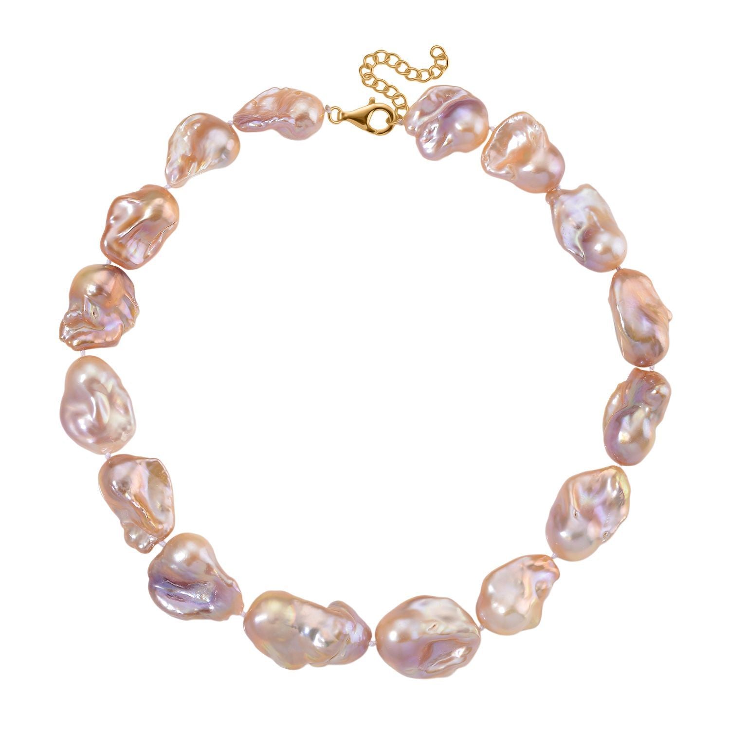 Exklusives Angebot- AAAA Mehrfarbige Süßwasser Barockperle Collier, ca. 45 cm 925 Silber vergoldet (Perlenröße ca. 16-19 mm x 24-30 mm) 520.00 ct