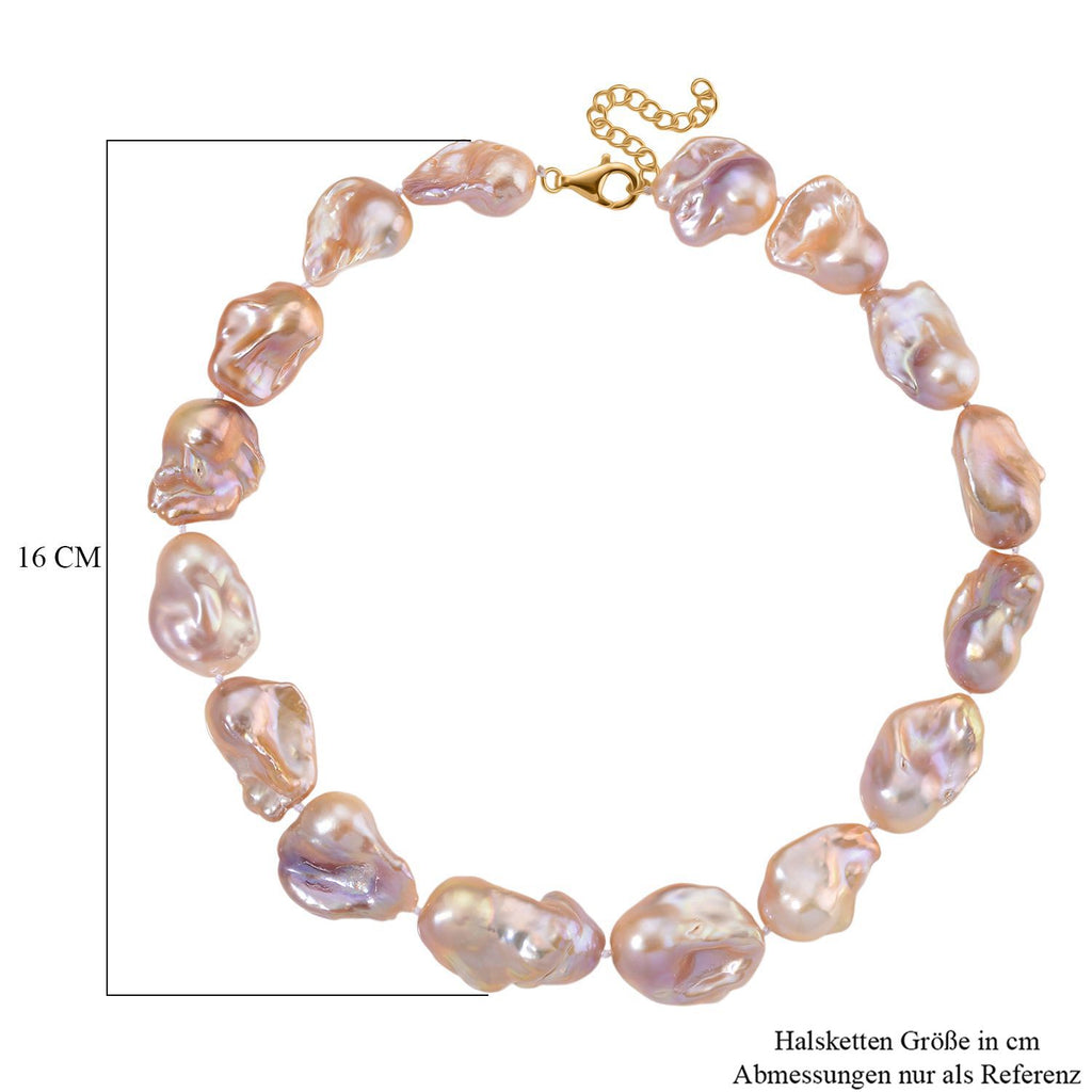 Exklusives Angebot- AAAA Mehrfarbige Süßwasser Barockperle Collier, ca. 45 cm 925 Silber vergoldet (Perlenröße ca. 16-19 mm x 24-30 mm) 520.00 ct