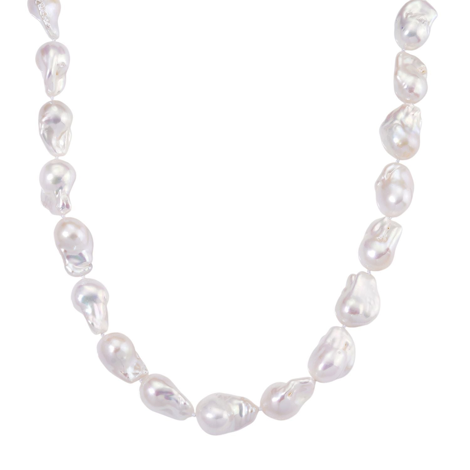 AAAA weiße Süßwasser Barockperle Halskette, 45+5cm, 925 Silber rhodiniert (Perlenröße ca.16-19mm x 24-30mm)