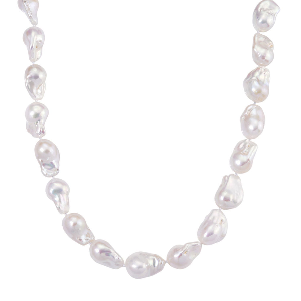 Exklusives Angebot- AAAA Weiße Süßwasser Barockperle Collier, ca. 45 cm 925 Silber rhodiniert (Perlenröße ca. 16-19 mm x 24-30 mm)