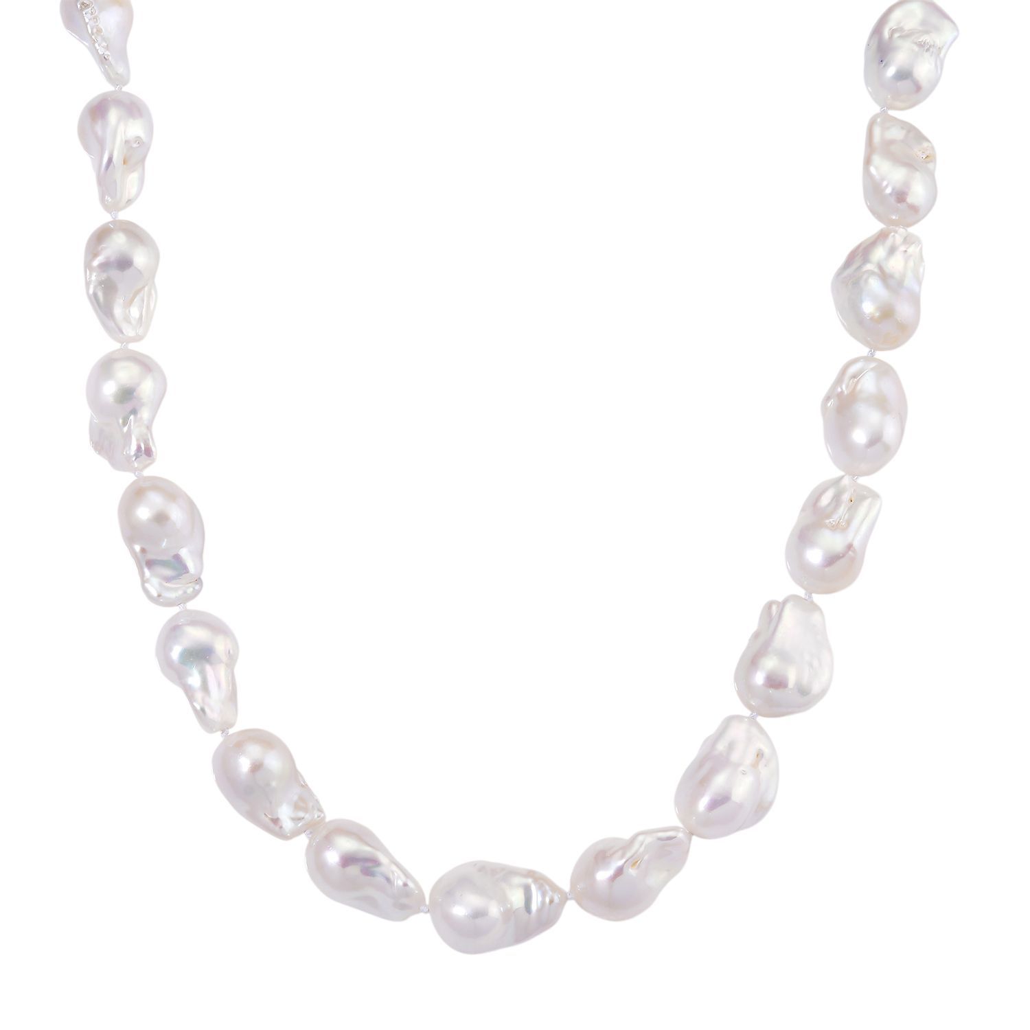 Exklusives Angebot- AAAA Weiße Süßwasser Barockperle Collier, ca. 45 cm 925 Silber rhodiniert (Perlenröße ca. 16-19 mm x 24-30 mm)