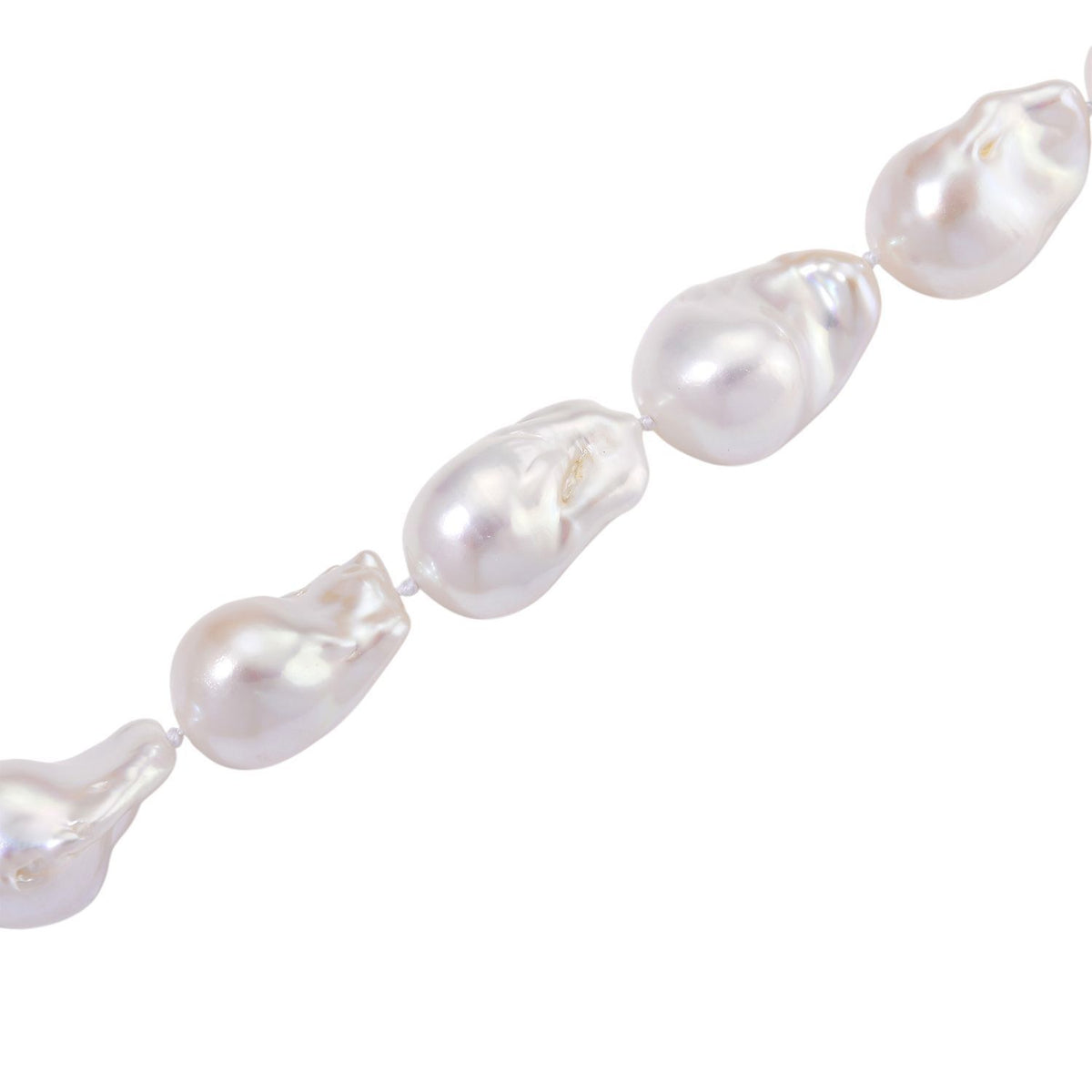 AAAA weiße Süßwasser Barockperle Halskette, 45+5cm, 925 Silber rhodiniert (Perlenröße ca.16-19mm x 24-30mm)