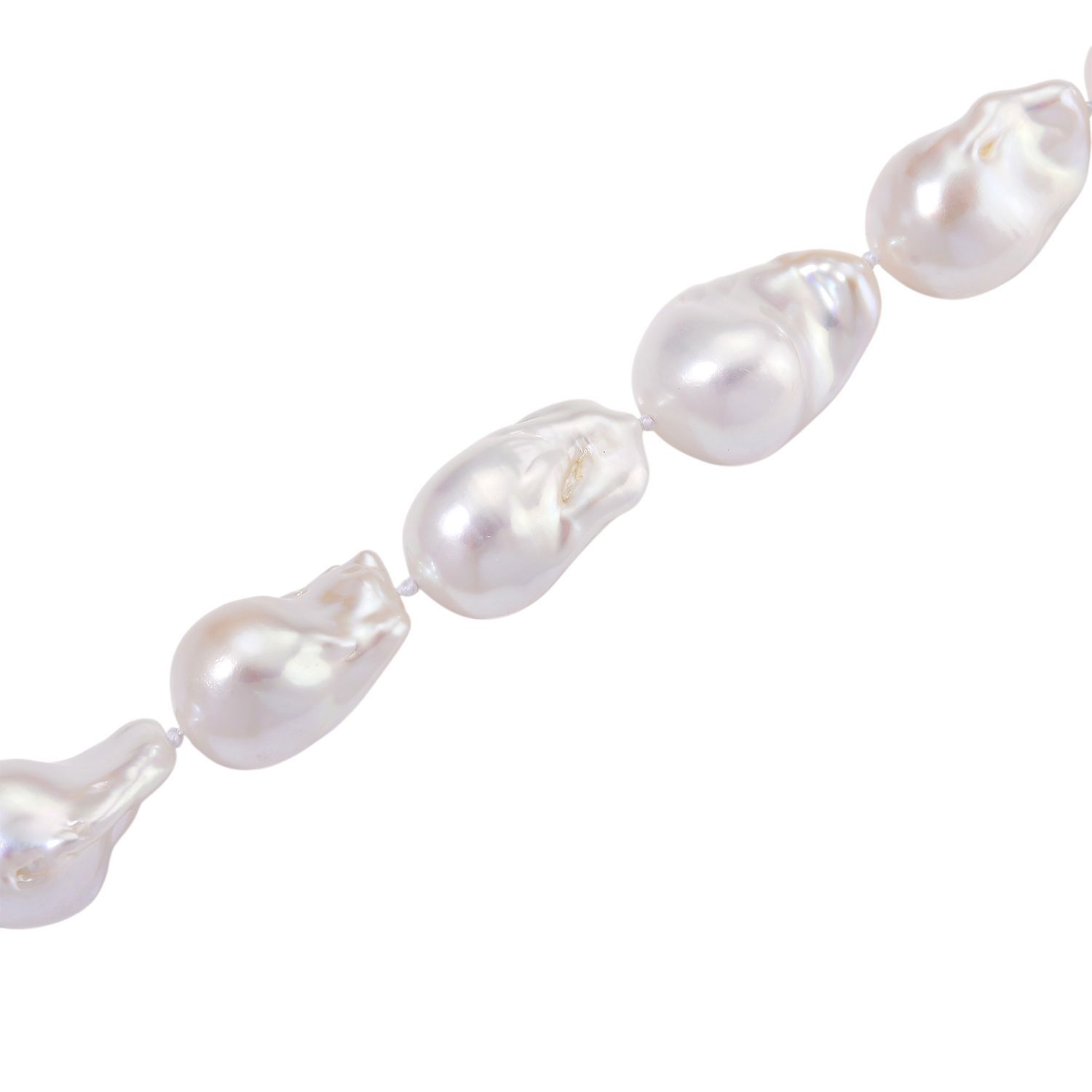 Exklusives Angebot- AAAA Weiße Süßwasser Barockperle Collier, ca. 45 cm 925 Silber rhodiniert (Perlenröße ca. 16-19 mm x 24-30 mm)