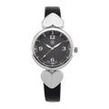 STRADA Uhr mit PC21S Japan-Uhrwerk, graues Zifferblatt, scwharzes Armband mit silberfarbenen Herz-Details