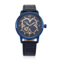 GENOA Automatikuhr mit Automatikwerk, Zifferblatt mit Blumenmuster und Moissaniten, blaues Lederarmband, 36mm