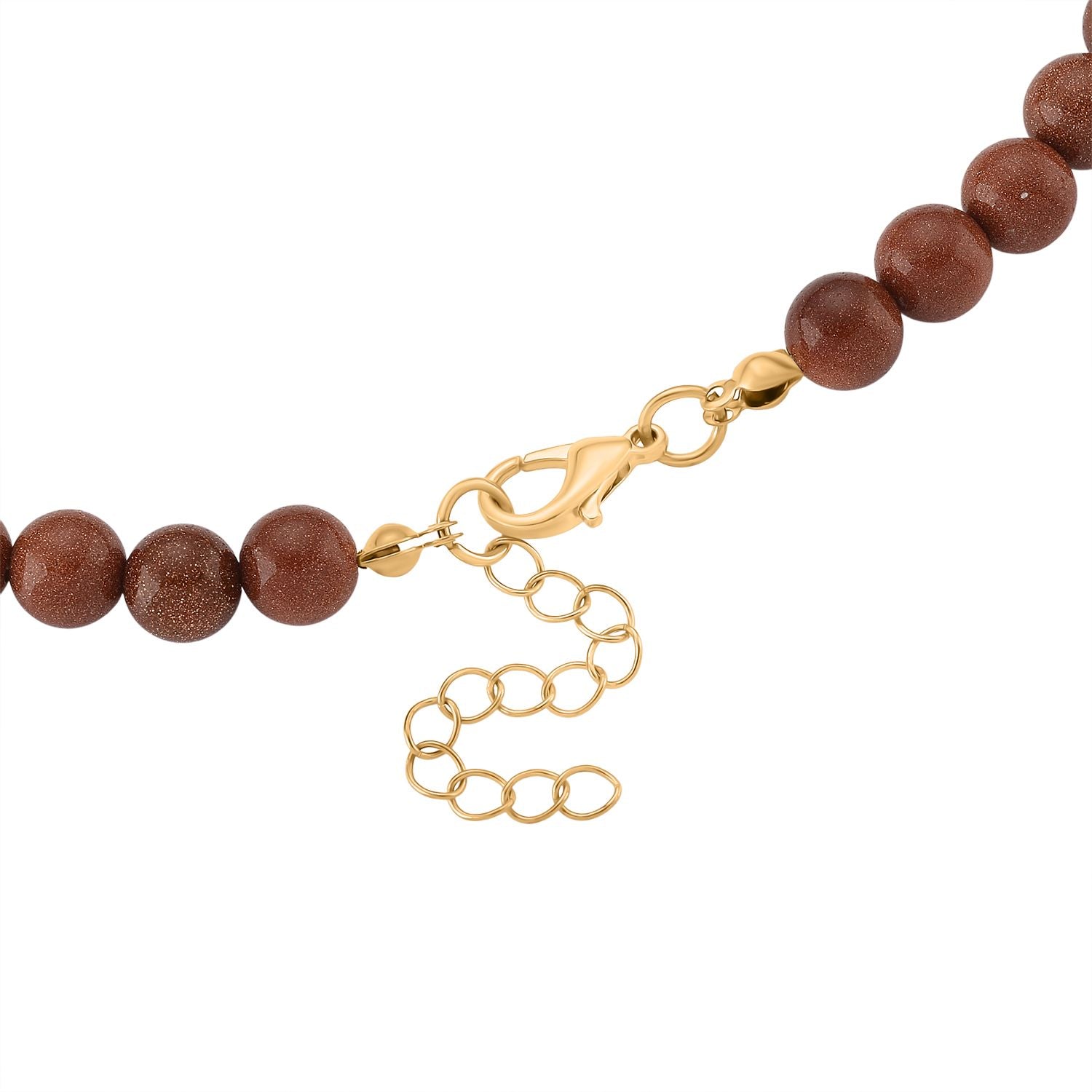 Gold Sandstein Halskette ca. 45 cm+ 5 cm extender, gelb vergoldet ca. 230.00 ct