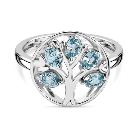 D'Joy AA Blauer Zirkon Ring 925 Silber rhodiniert (Größe 19.00) ca. 1,29 ct