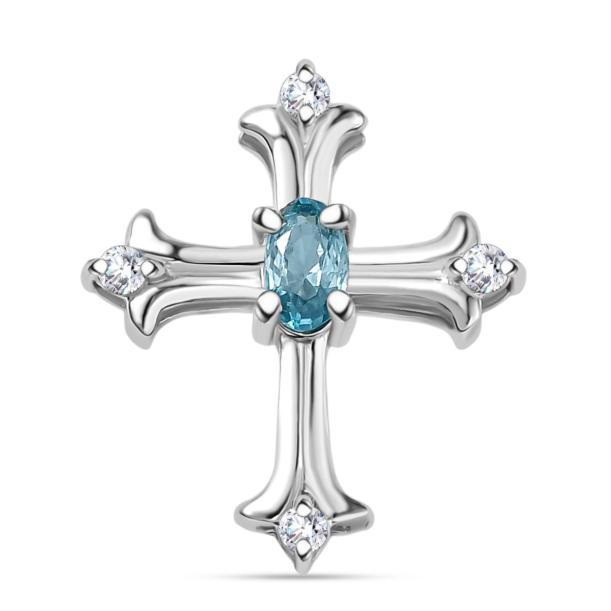 AA Blauer Zirkon, Weißer Zirkon Anhänger 925 Silber rhodiniert ca. 0.50 ct