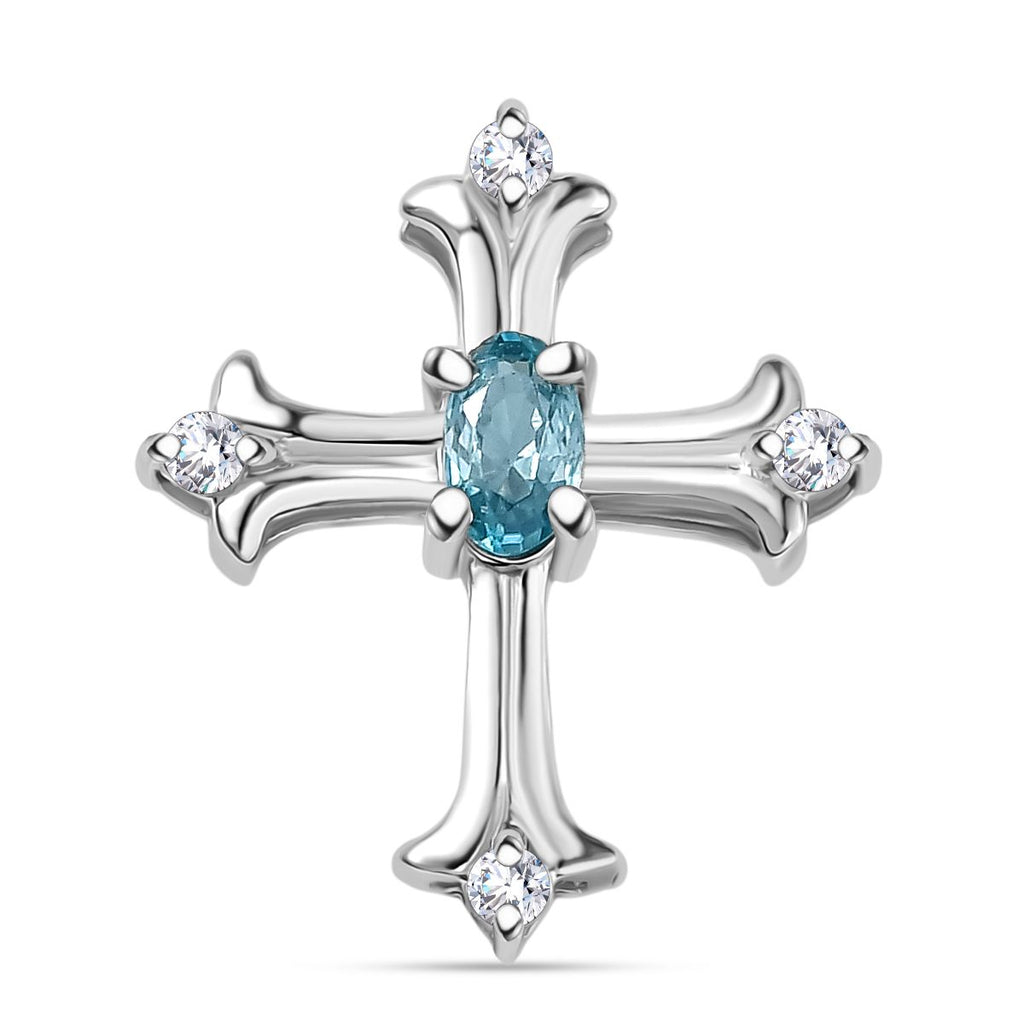 AA Blauer Zirkon, Weißer Zirkon Anhänger 925 Silber rhodiniert ca. 0.50 ct