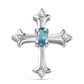 AA Blauer Zirkon, Weißer Zirkon Anhänger 925 Silber rhodiniert ca. 0.50 ct