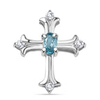 AA Blauer Zirkon, Weißer Zirkon Anhänger 925 Silber rhodiniert ca. 0.50 ct