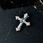AA Blauer Zirkon, Weißer Zirkon Anhänger 925 Silber rhodiniert ca. 0.50 ct