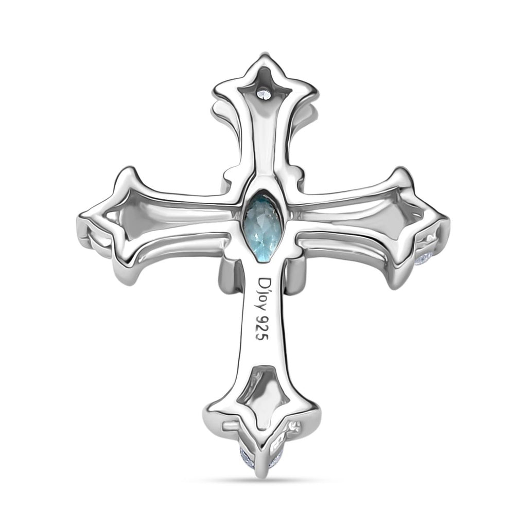 AA Blauer Zirkon, Weißer Zirkon Anhänger 925 Silber rhodiniert ca. 0.50 ct