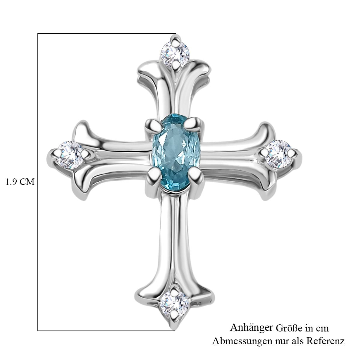 AA Blauer Zirkon, Weißer Zirkon Anhänger 925 Silber rhodiniert ca. 0.50 ct
