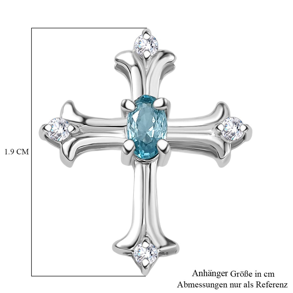 AA Blauer Zirkon, Weißer Zirkon Anhänger 925 Silber rhodiniert ca. 0.50 ct