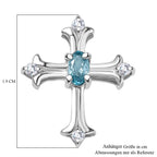 AA Blauer Zirkon, Weißer Zirkon Anhänger 925 Silber rhodiniert ca. 0.50 ct