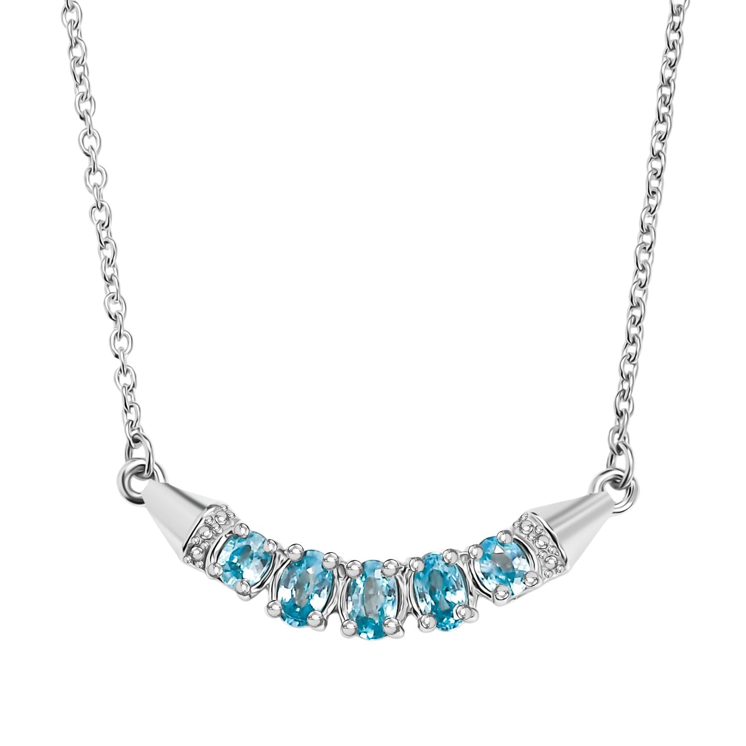 D'Joy AA Blauer Zirkon Halskette ca. 45 cm 925 Silber rhodiniert ca. 1.69 ct