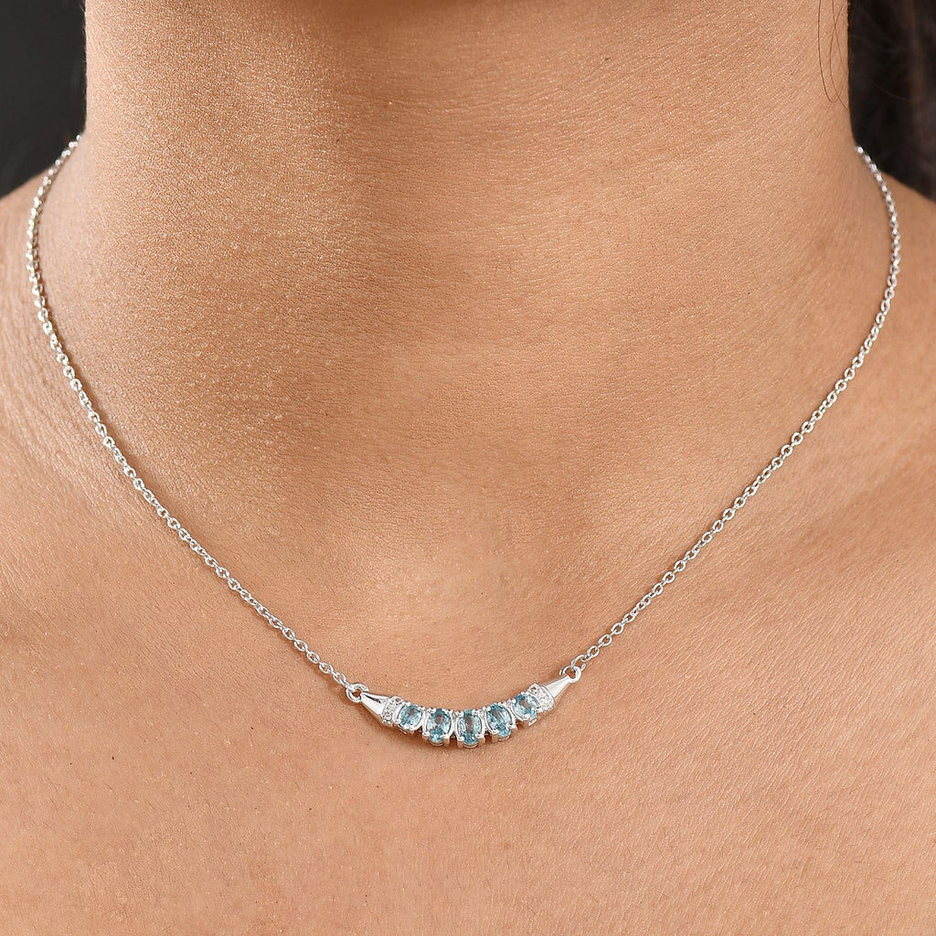 D'Joy AA Blauer Zirkon Halskette ca. 45 cm 925 Silber rhodiniert ca. 1.69 ct