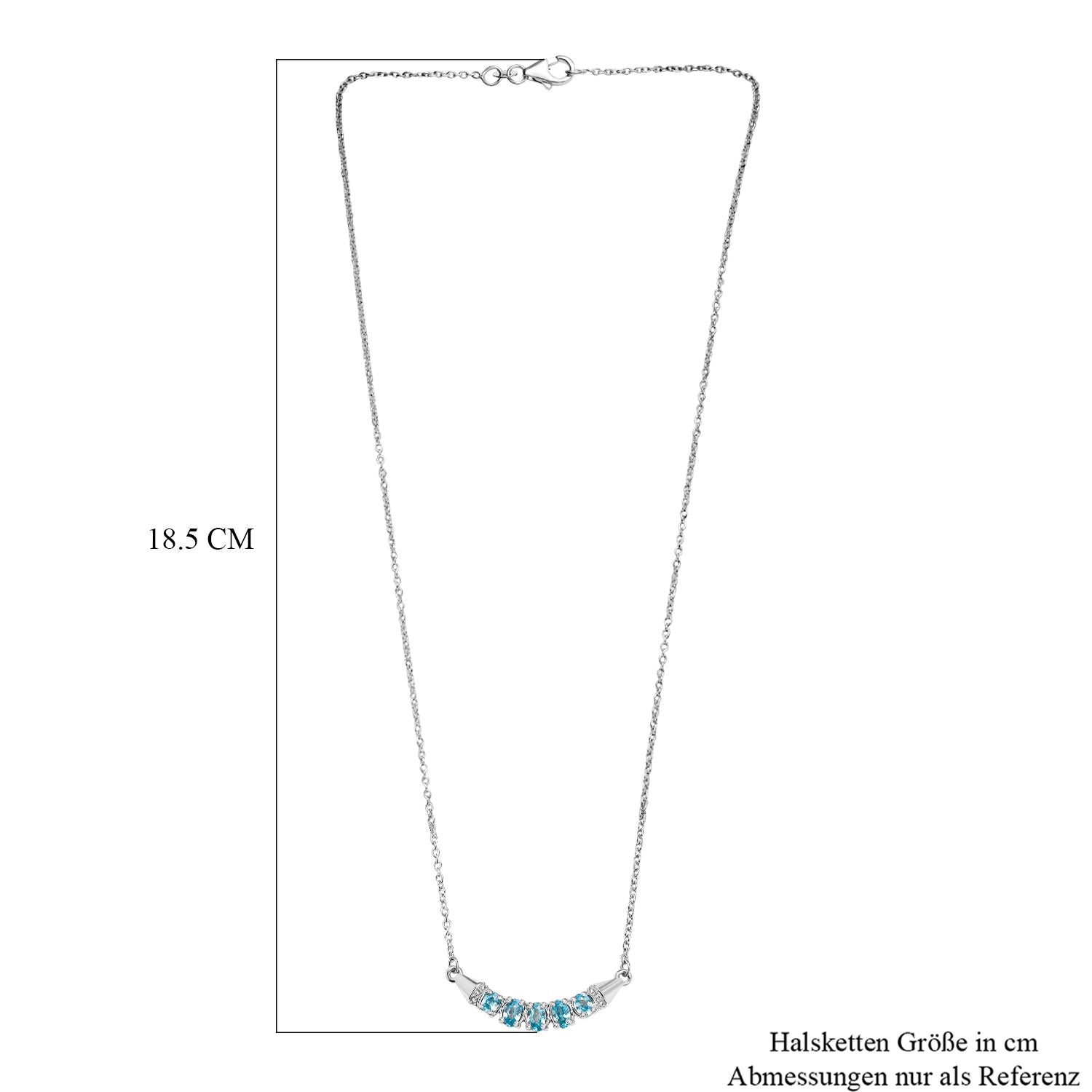 D'Joy AA Blauer Zirkon Halskette ca. 45 cm 925 Silber rhodiniert ca. 1.69 ct