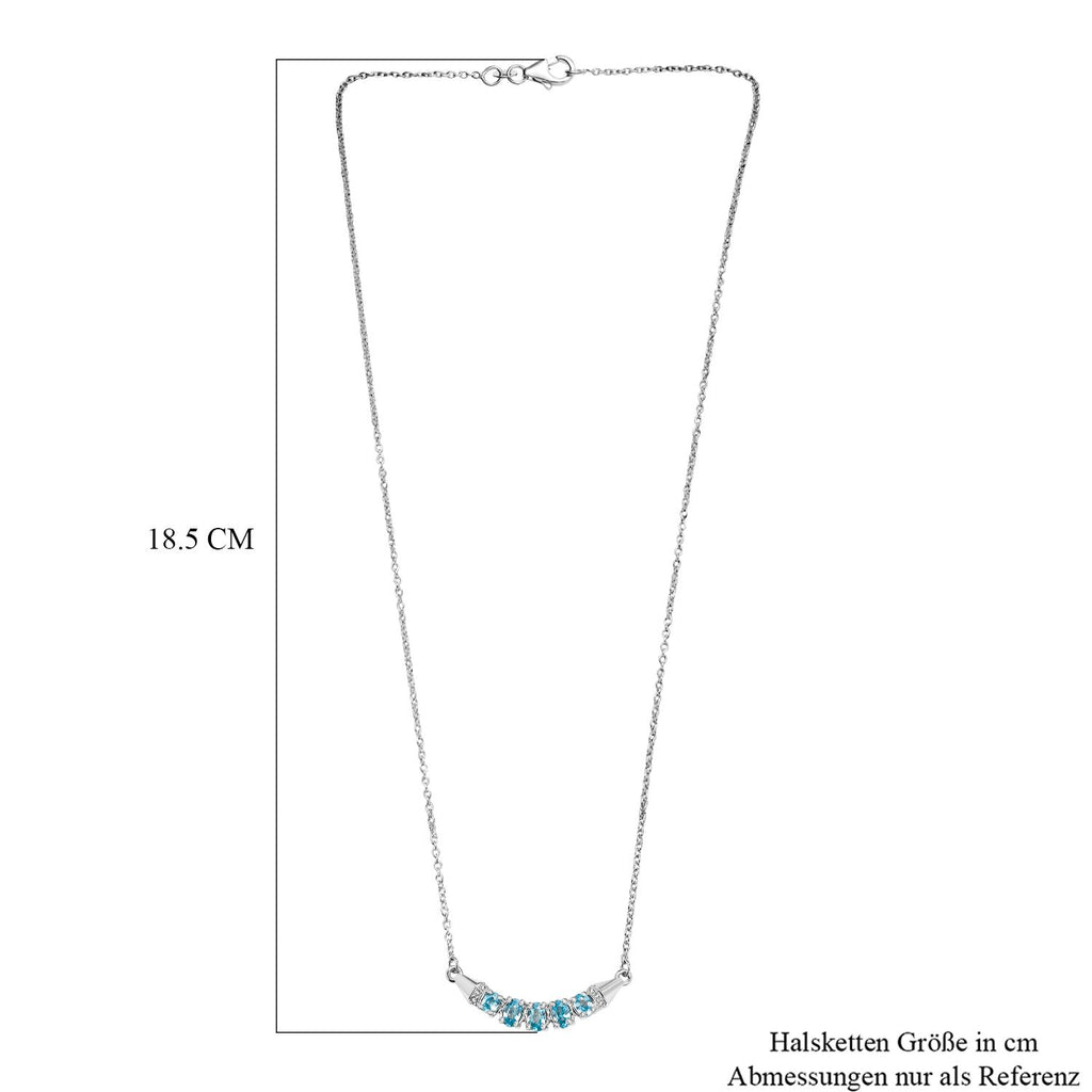 D'Joy AA Blauer Zirkon Halskette ca. 45 cm 925 Silber rhodiniert ca. 1.69 ct