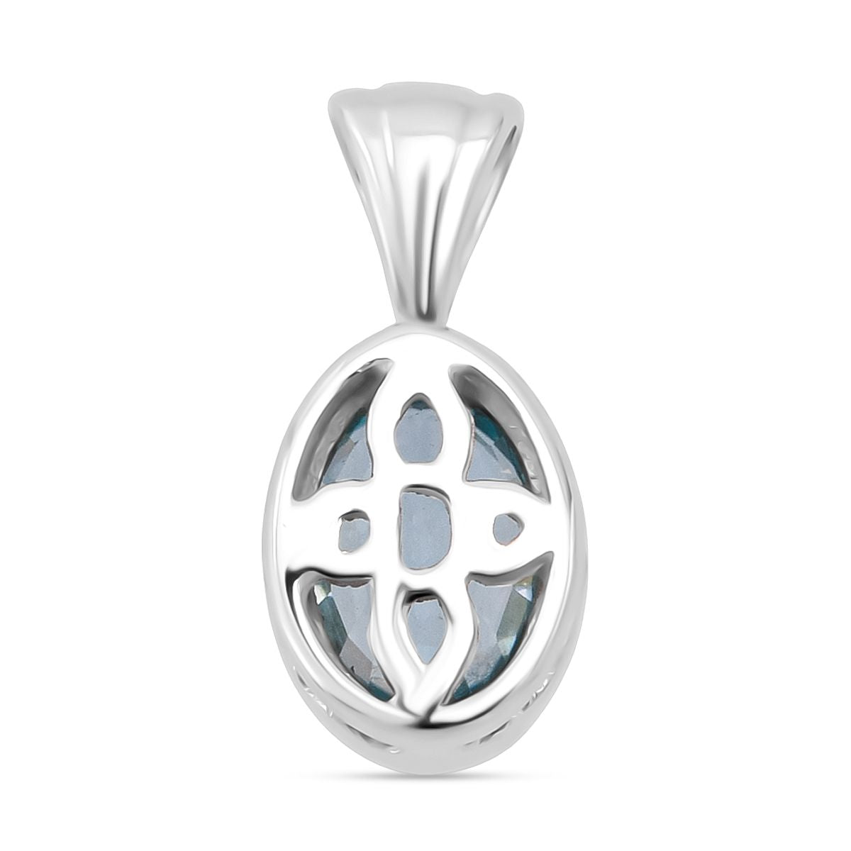 Blauer Zirkon Anhänger 925 Silber rhodiniert ca. 1.24 ct